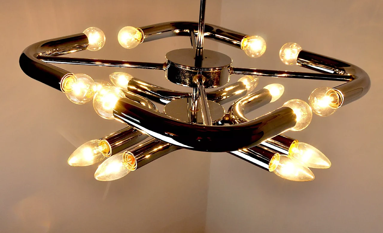 Metal chandelier in the style of Goffredo Reggiani, 1970s 10