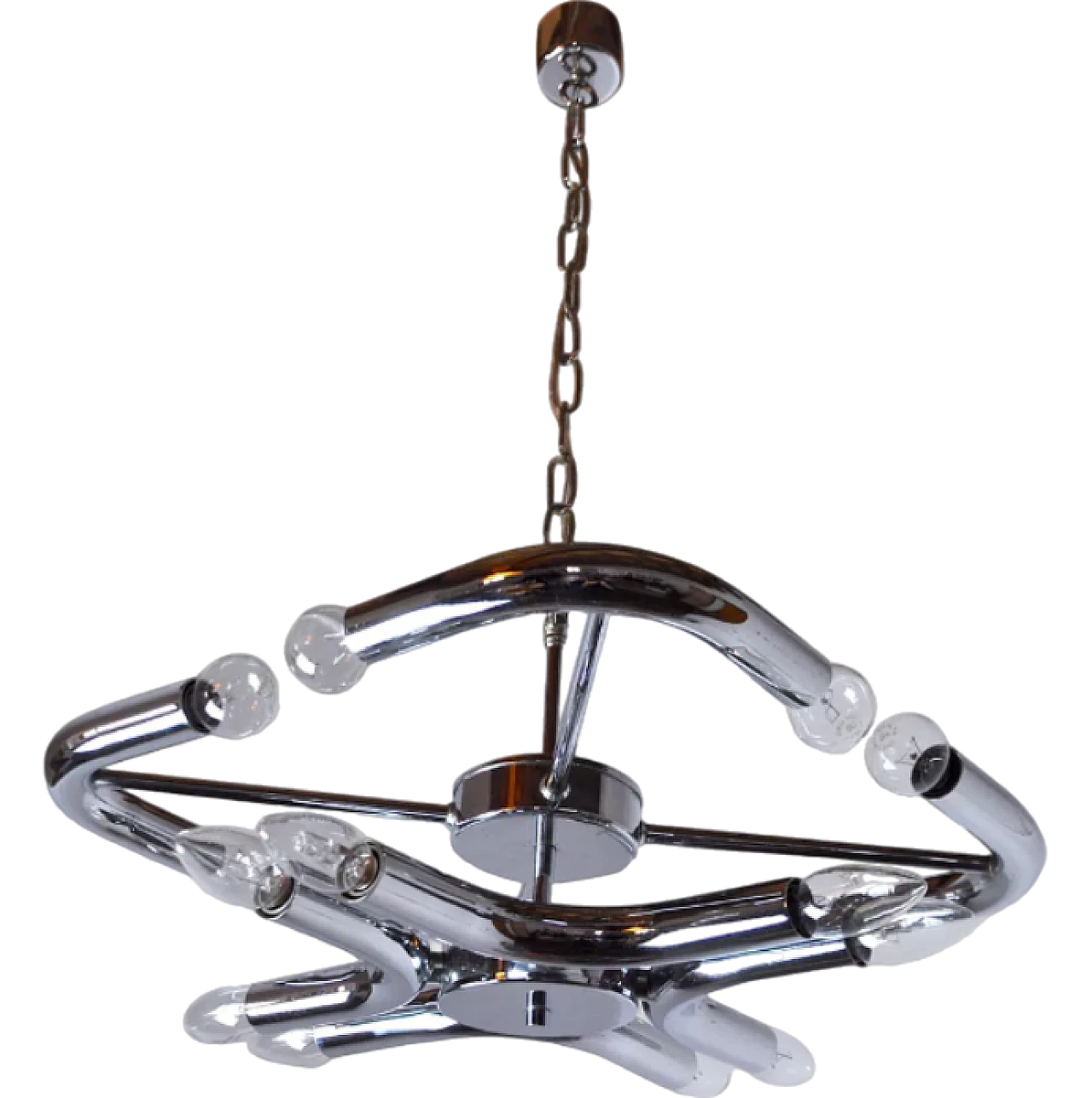 Metal chandelier in the style of Goffredo Reggiani, 1970s 12