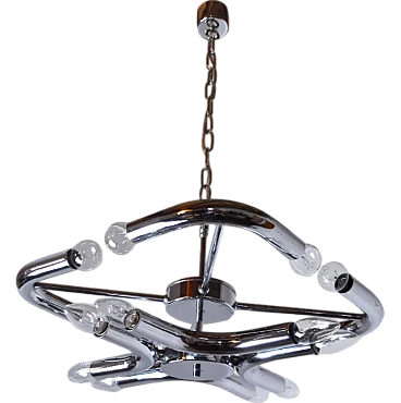 Metal chandelier in the style of Goffredo Reggiani, 1970s