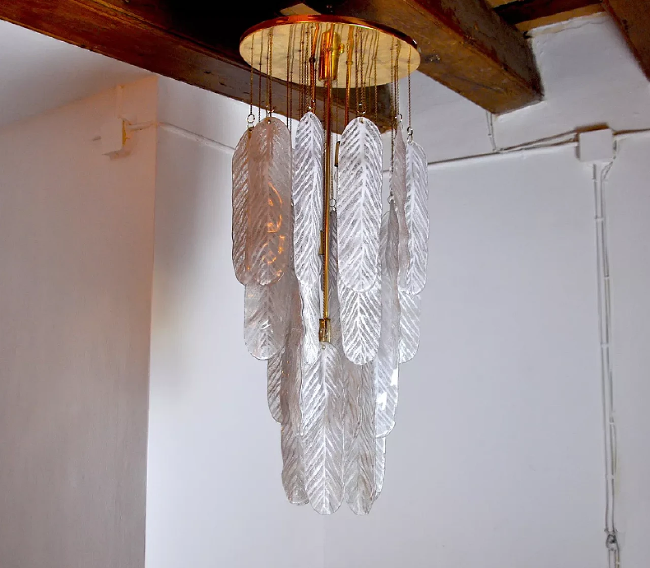 Leaves pendant lamp by Mazzega in Murano glass, 1970s 4