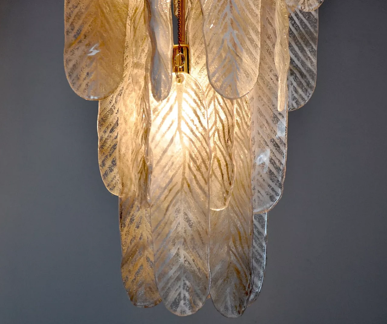 Leaves pendant lamp by Mazzega in Murano glass, 1970s 8