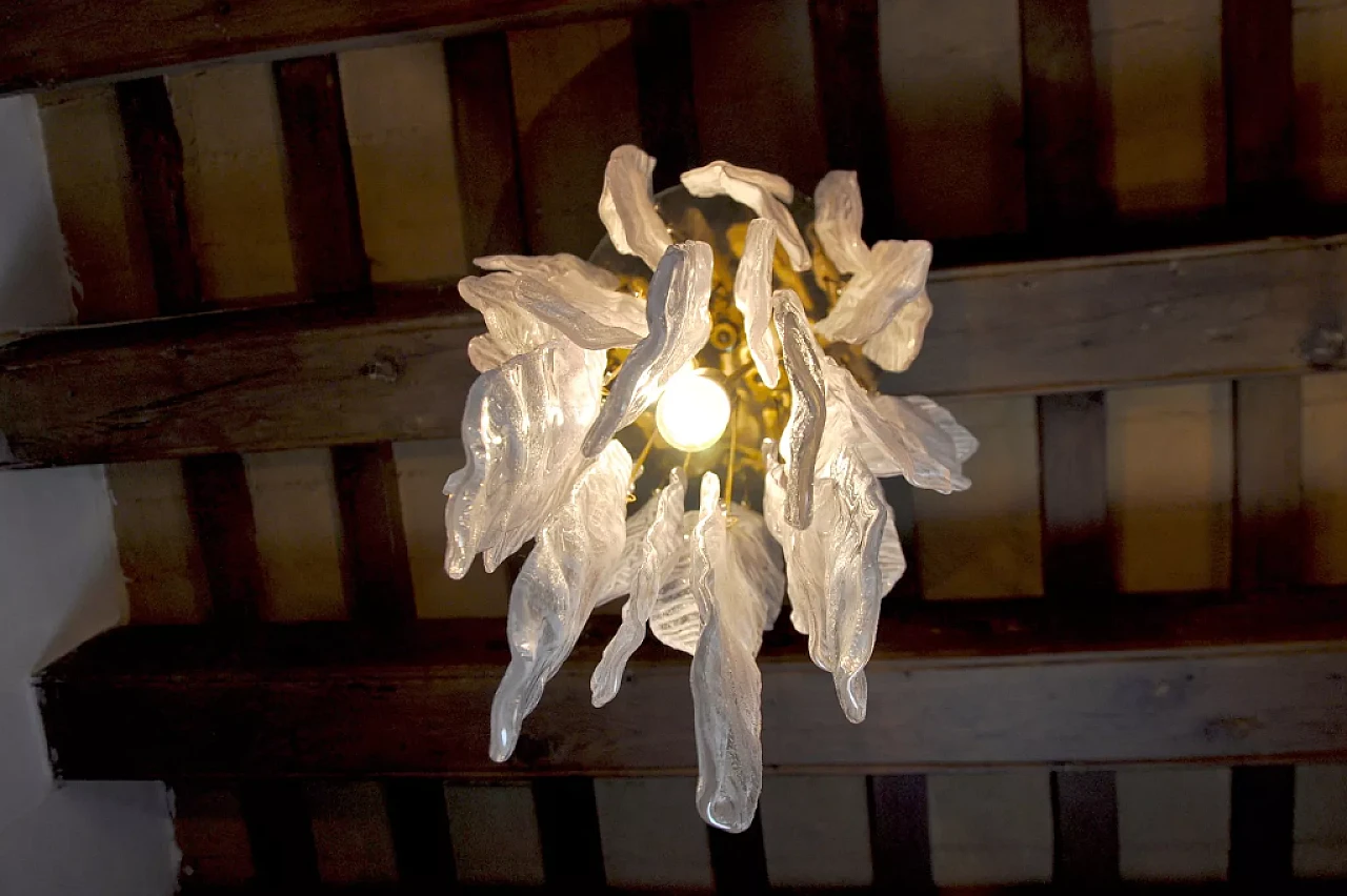 Leaves pendant lamp by Mazzega in Murano glass, 1970s 9