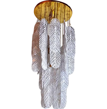 Leaves pendant lamp by Mazzega in Murano glass, 1970s