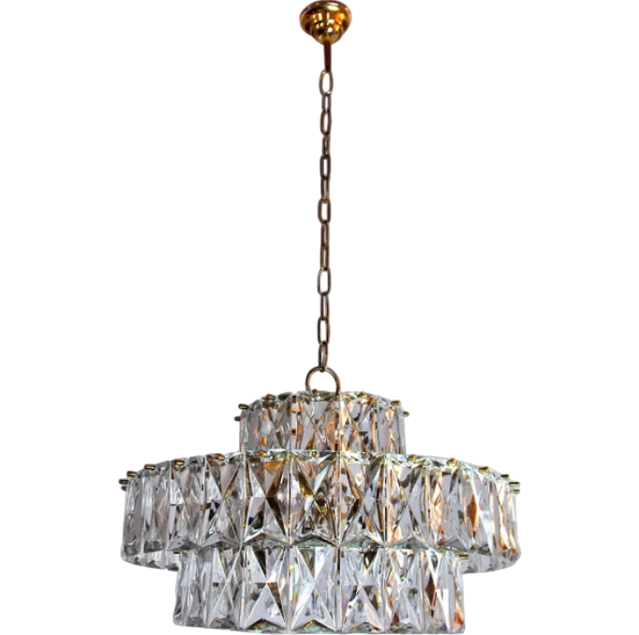 3-tier glass chandelier by Kinkeldey, 1970s 9