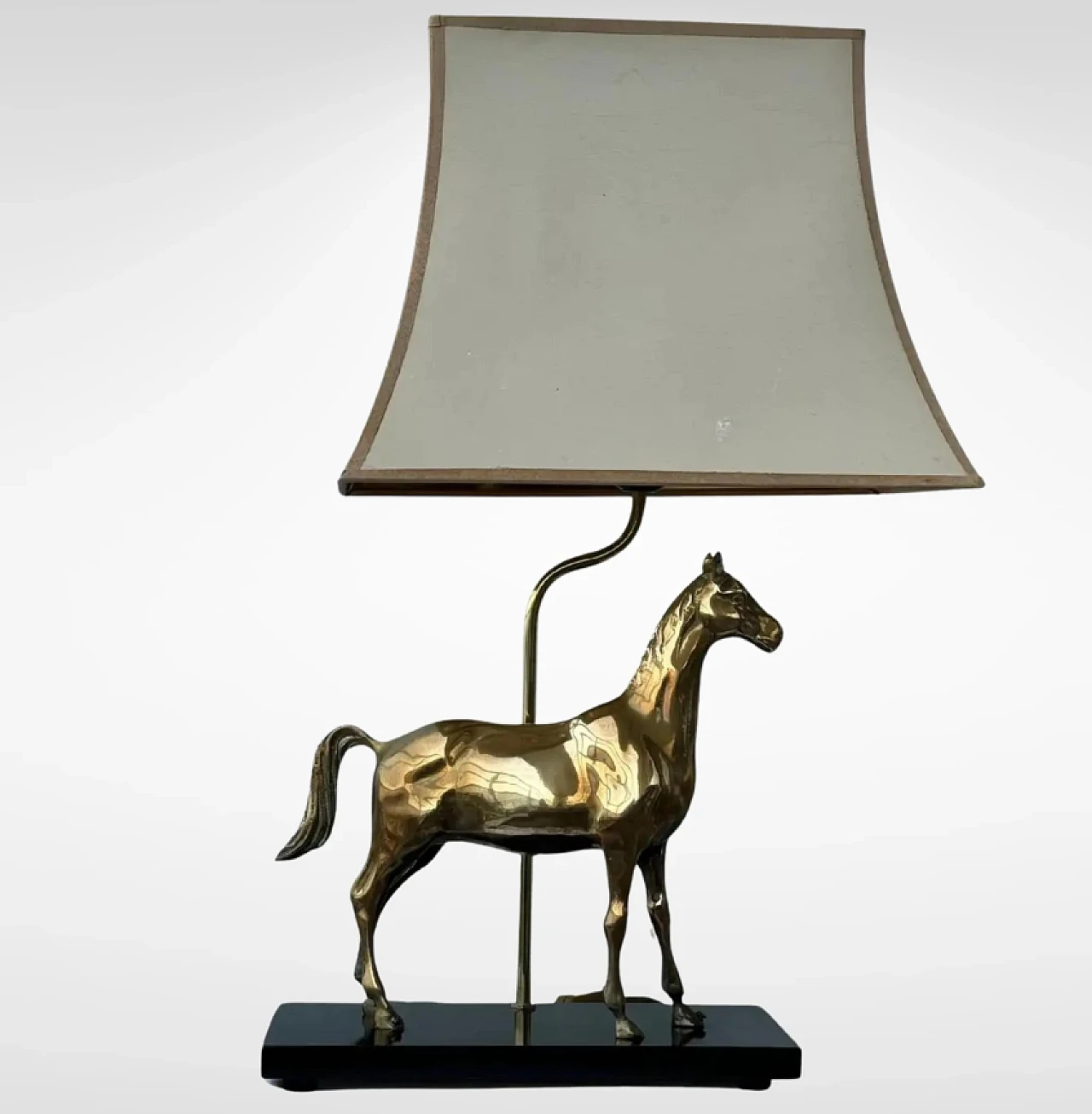 Brass table lamp in the shape of a horse by Deknudt, 1970s 1