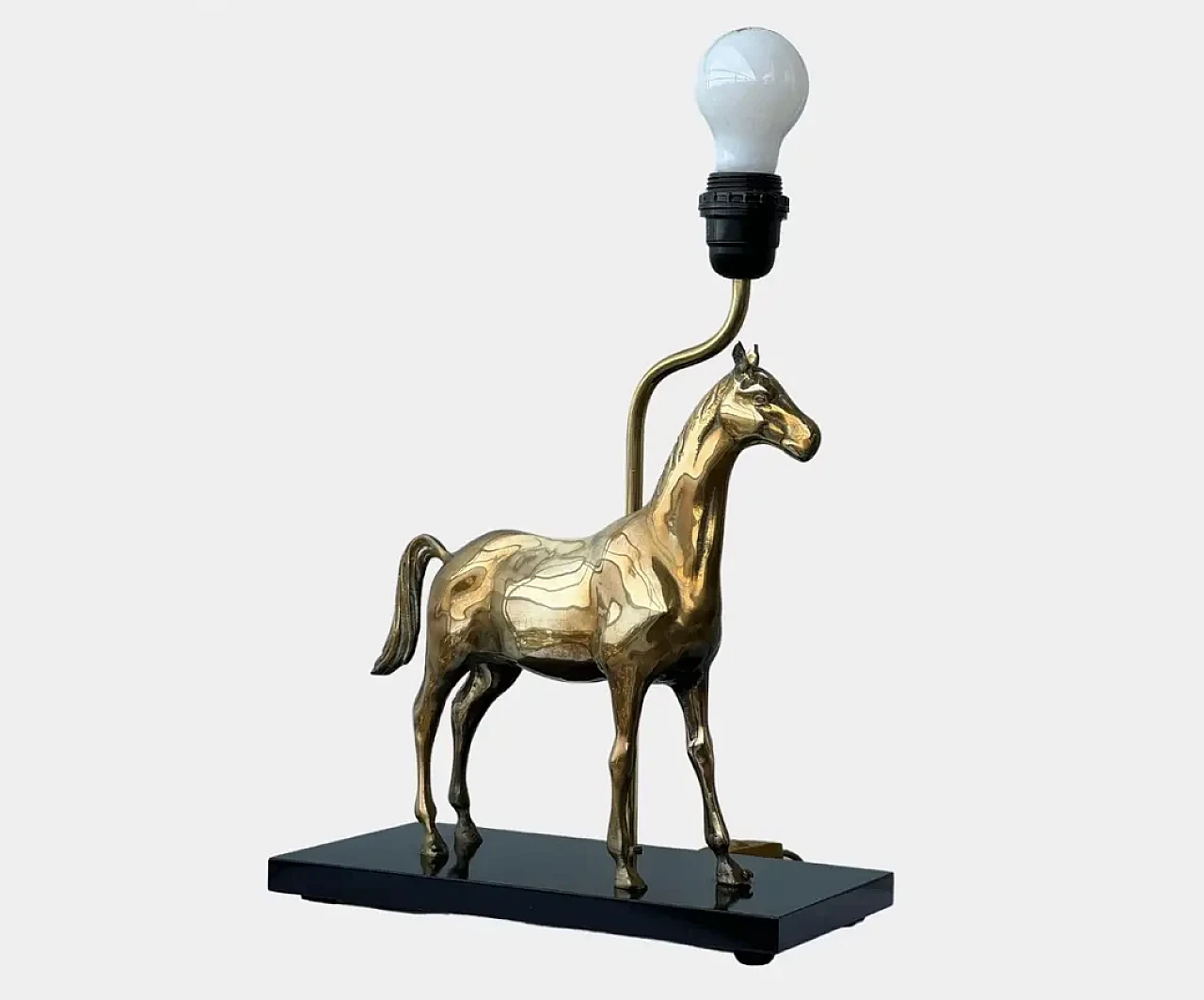 Brass table lamp in the shape of a horse by Deknudt, 1970s 2