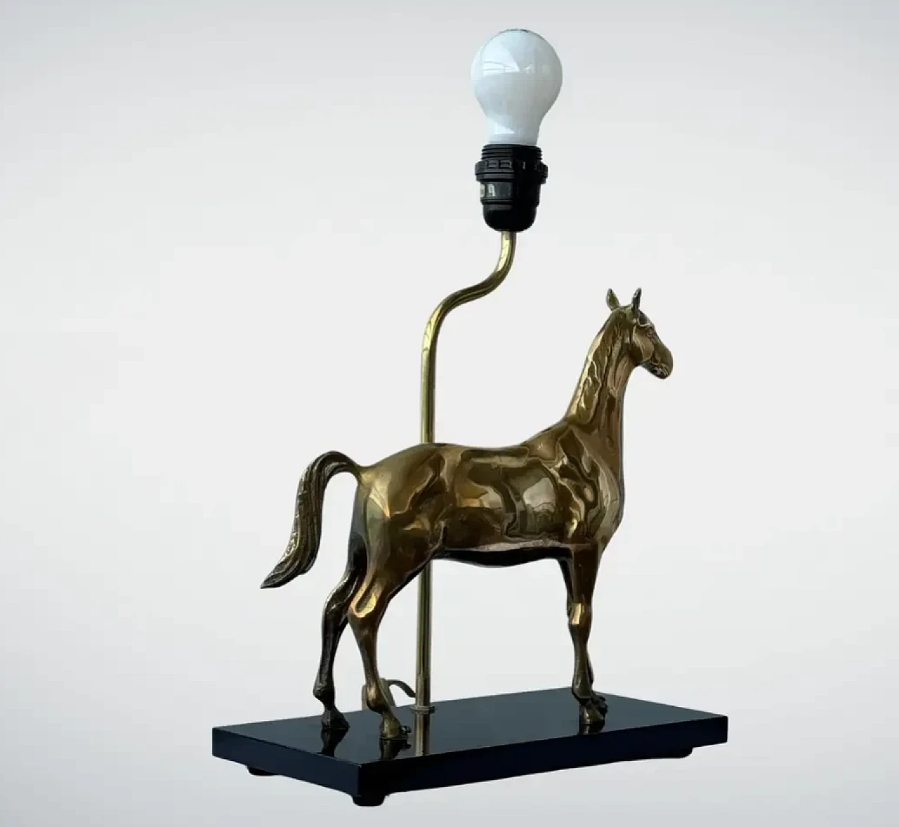 Brass table lamp in the shape of a horse by Deknudt, 1970s 3