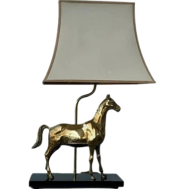 Brass table lamp in the shape of a horse by Deknudt, 1970s