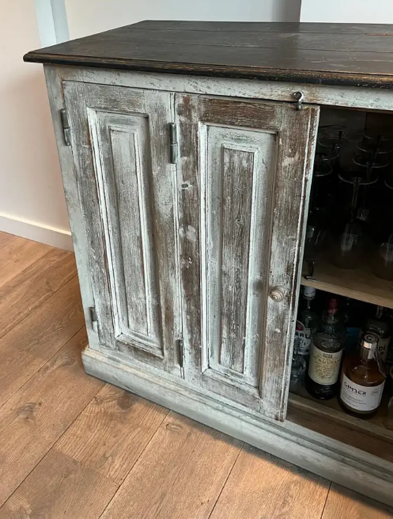 Large 6 doors patinated cupboard, 1970s 6