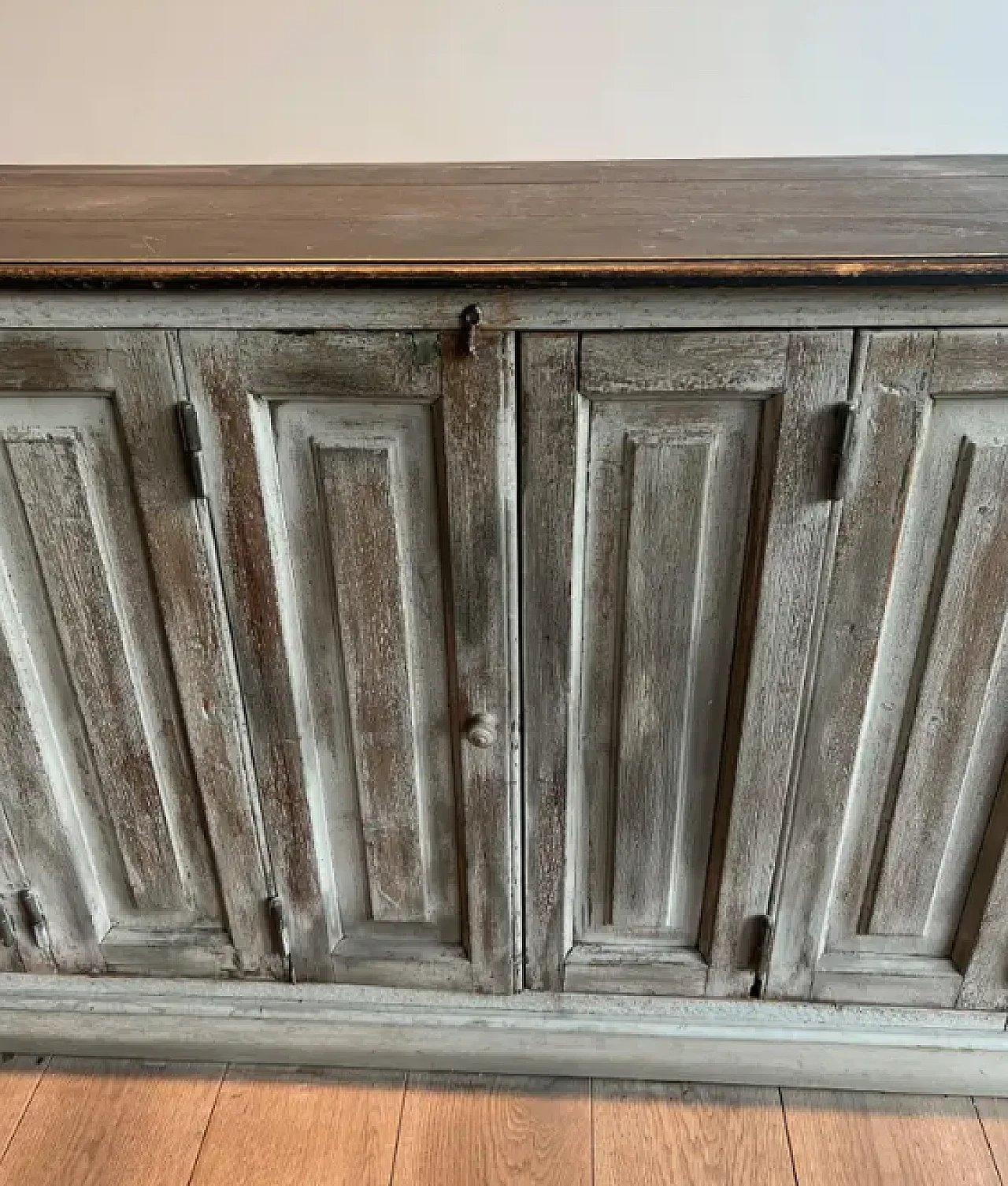 Large 6 doors patinated cupboard, 1970s 7