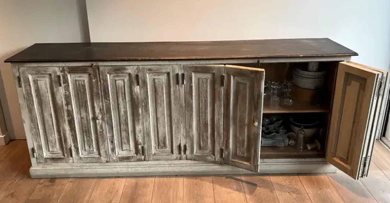 Large 6 doors patinated cupboard, 1970s 11