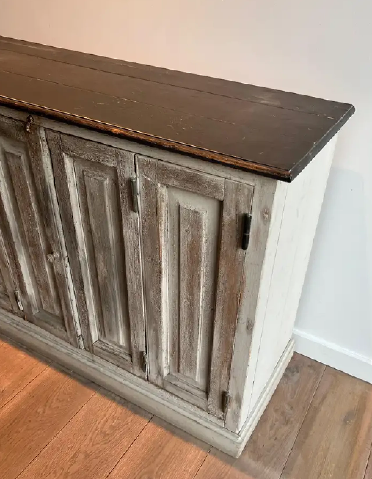 Large 6 doors patinated cupboard, 1970s 12