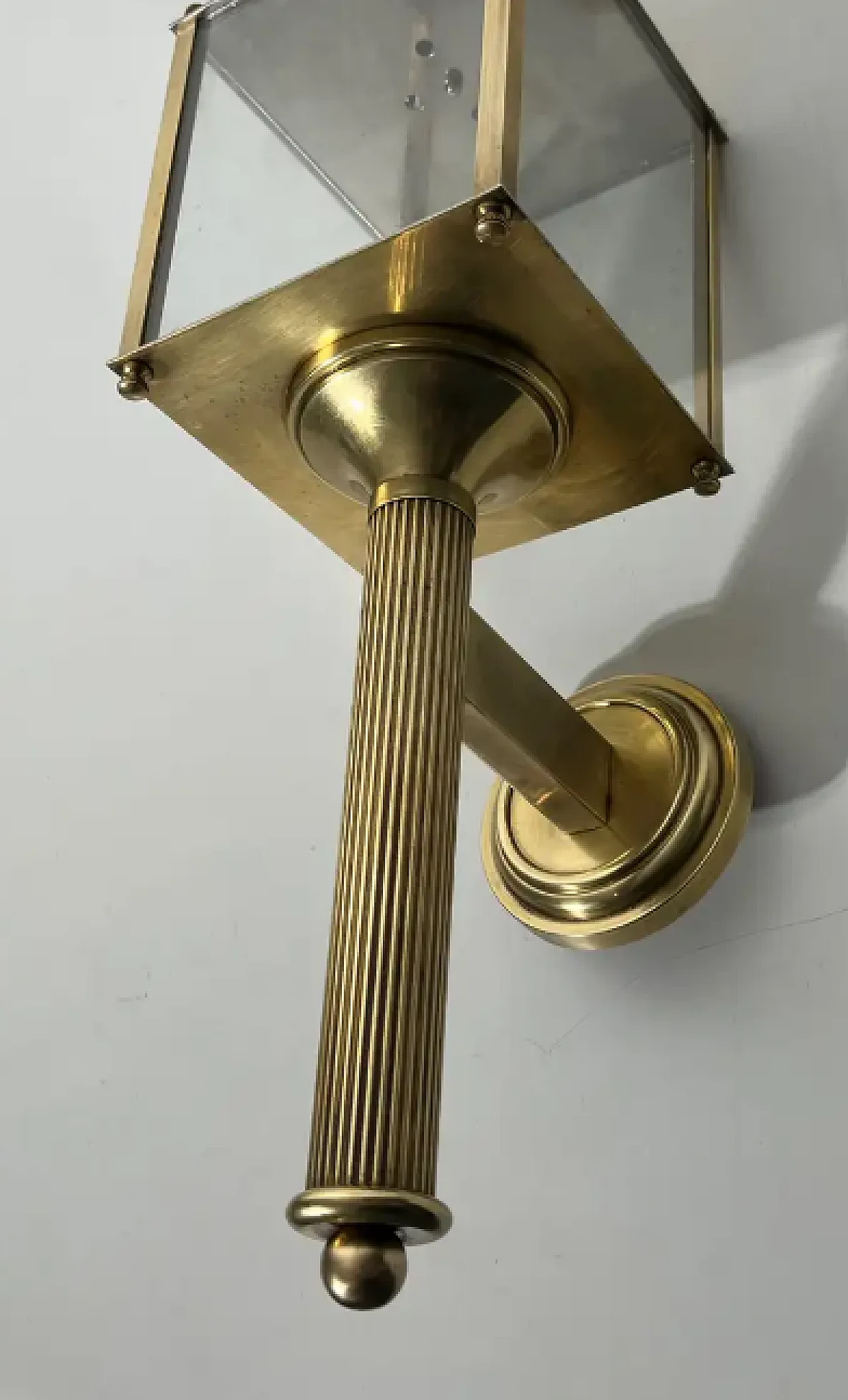 Pair of brass lanterns wall lights by Maison Jansen, 1940s 8