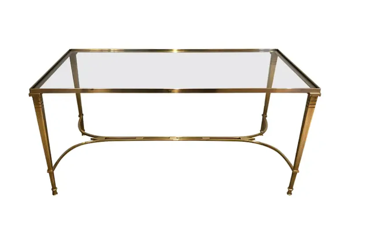 Brass coffee table with glass top by Maison Jansen, 1940s 1