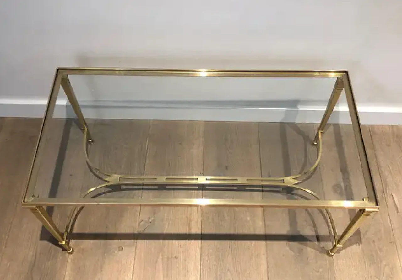 Brass coffee table with glass top by Maison Jansen, 1940s 3