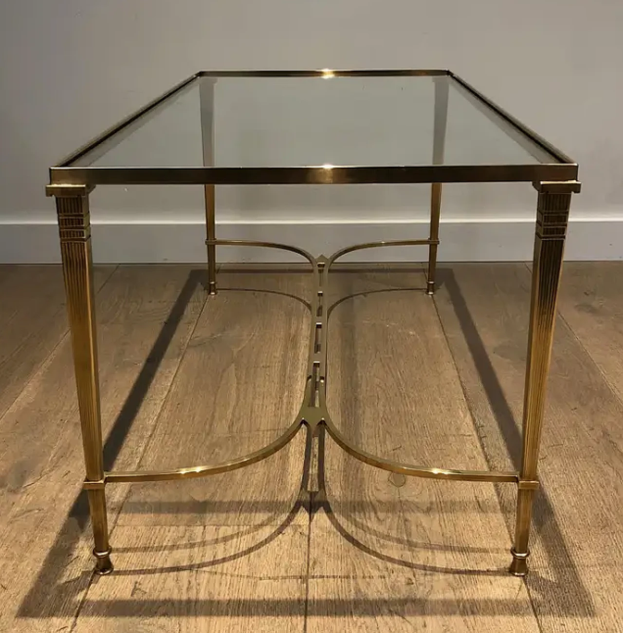 Brass coffee table with glass top by Maison Jansen, 1940s 6