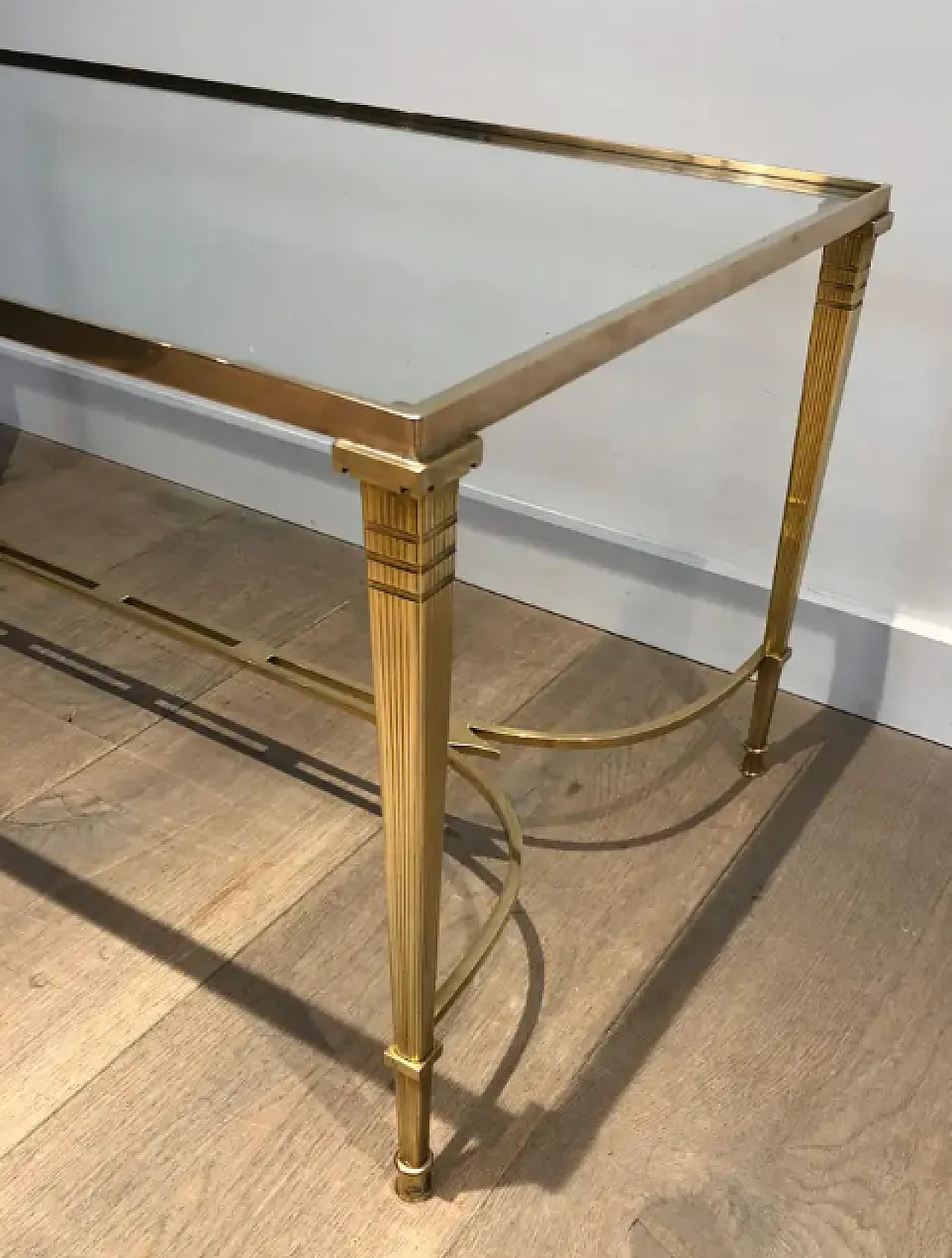 Brass coffee table with glass top by Maison Jansen, 1940s 7