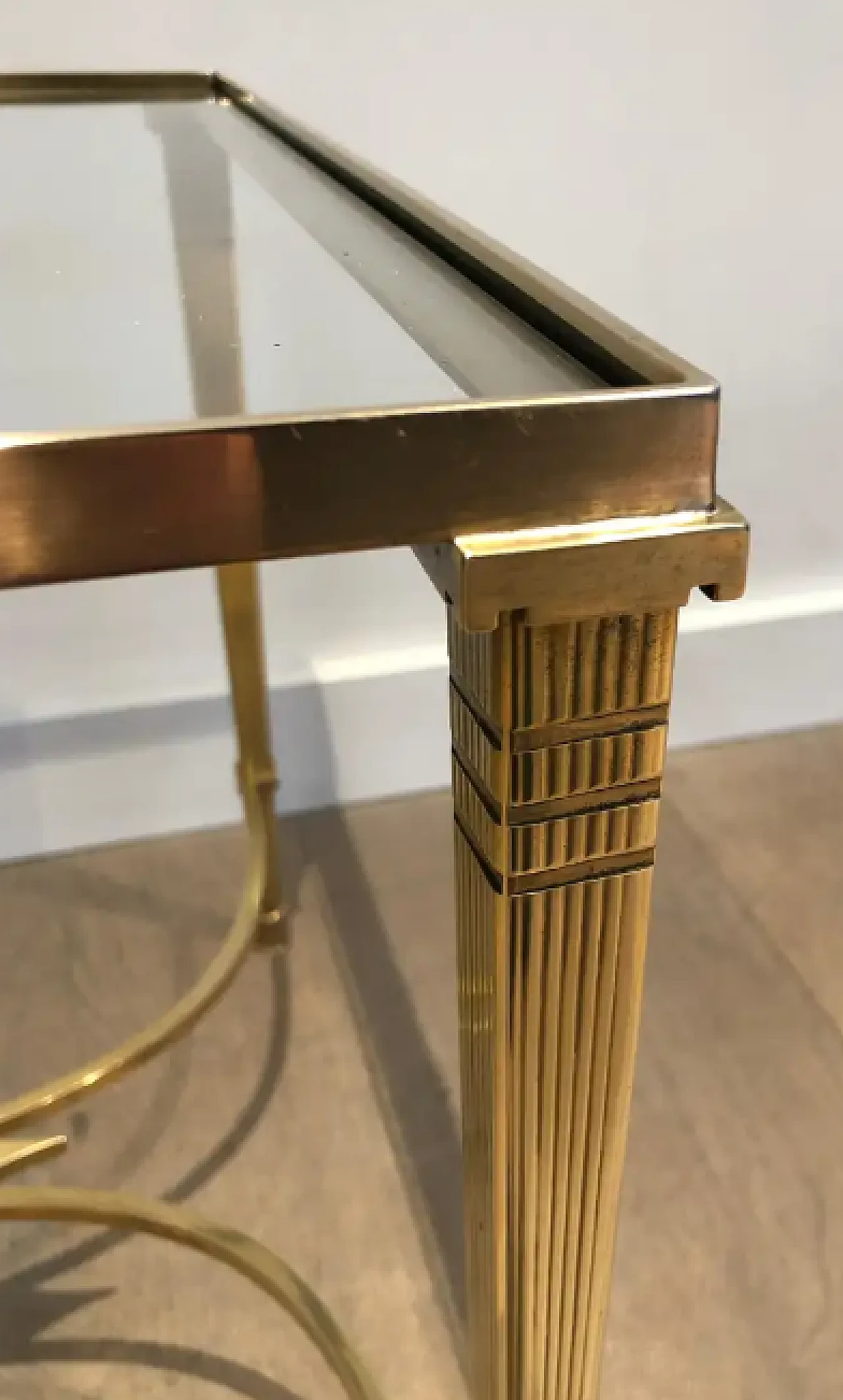 Brass coffee table with glass top by Maison Jansen, 1940s 9