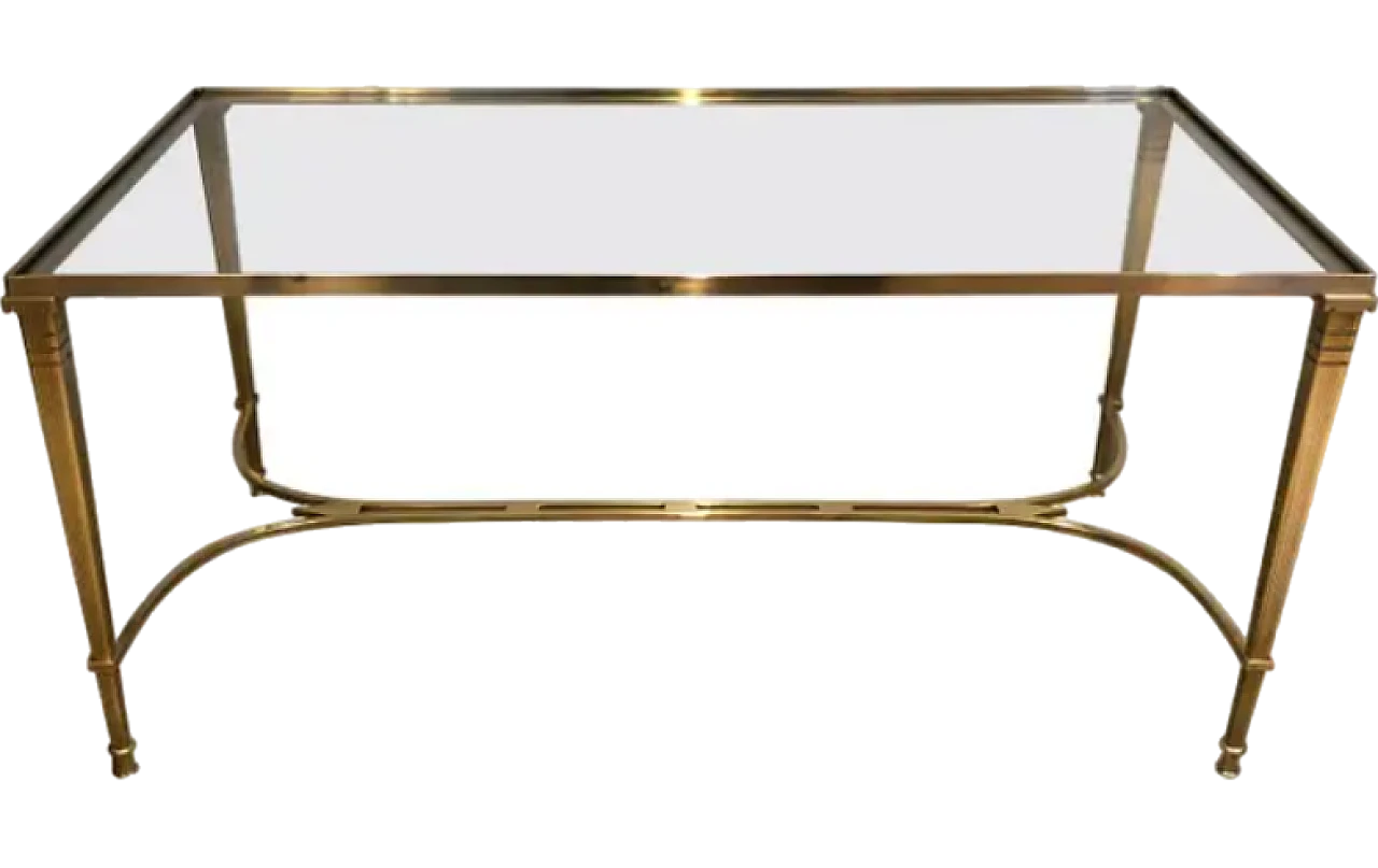 Brass coffee table with glass top by Maison Jansen, 1940s 12