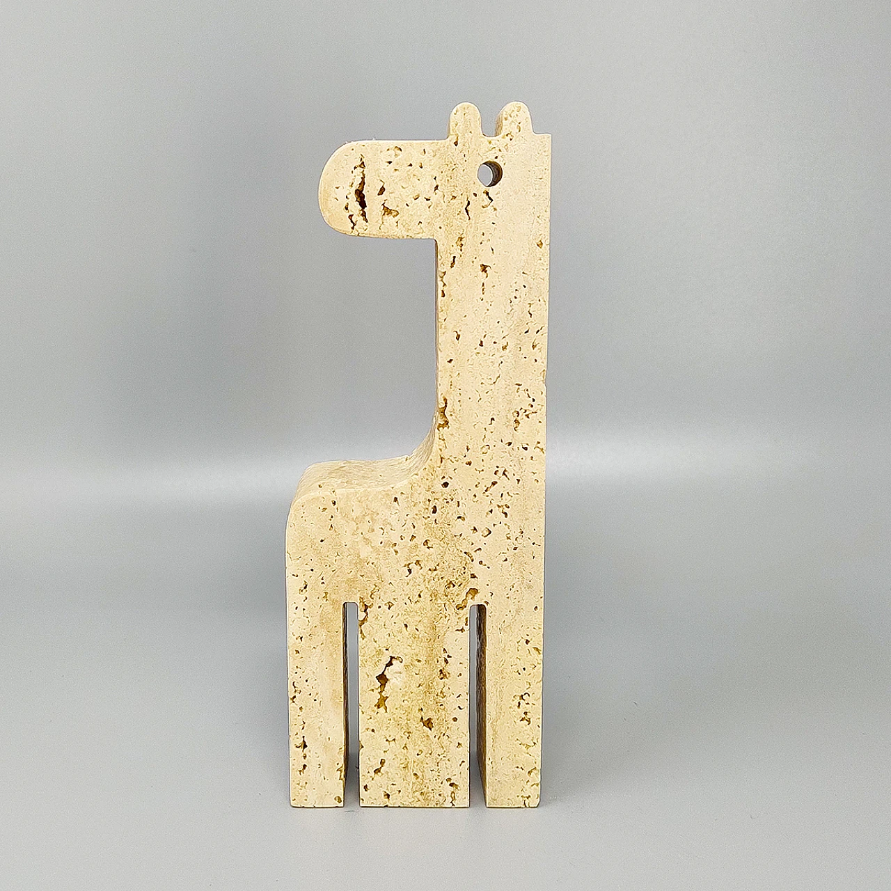 1970s Original ravertine Giraffe Sculpture by Enzo Mari for F.lli 7