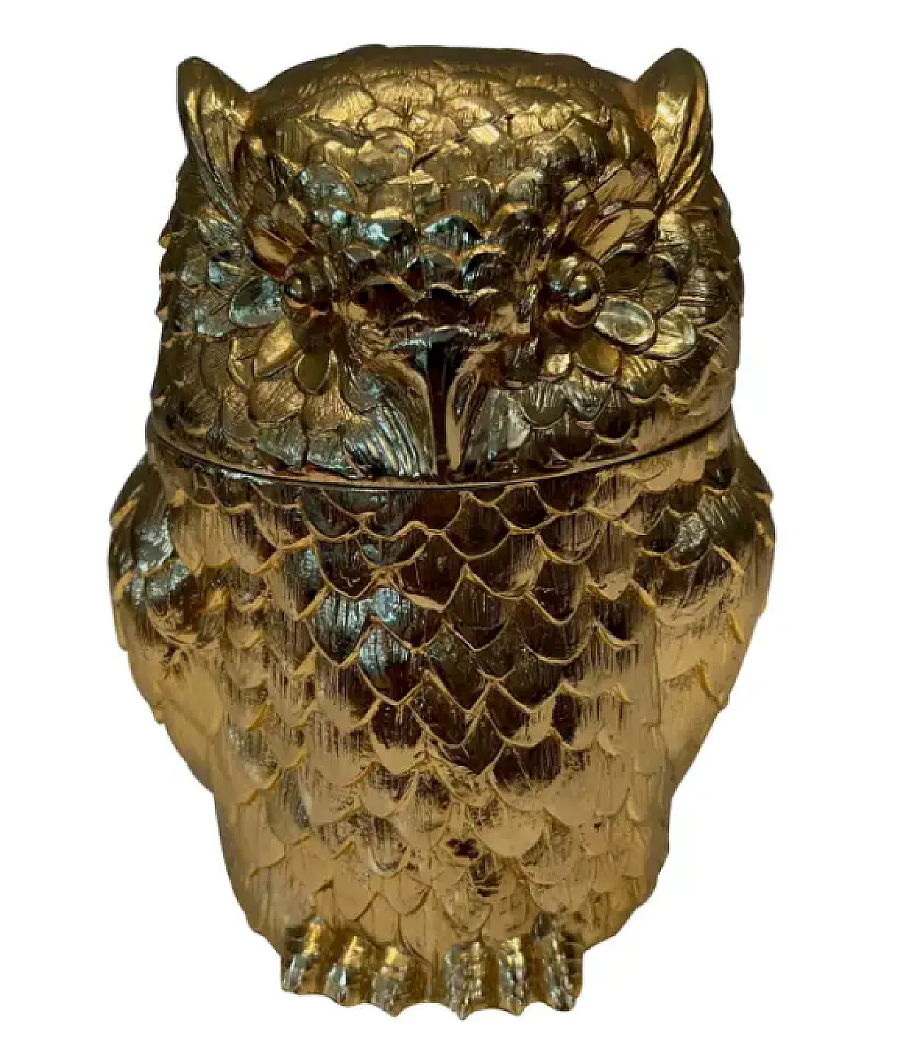 Ice bucket with gilded metal owl, 1970s 1