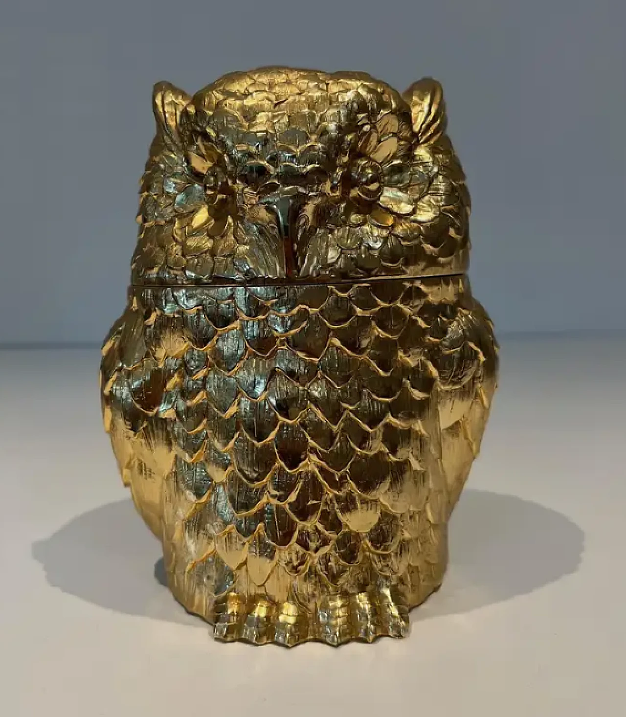 Ice bucket with gilded metal owl, 1970s 2