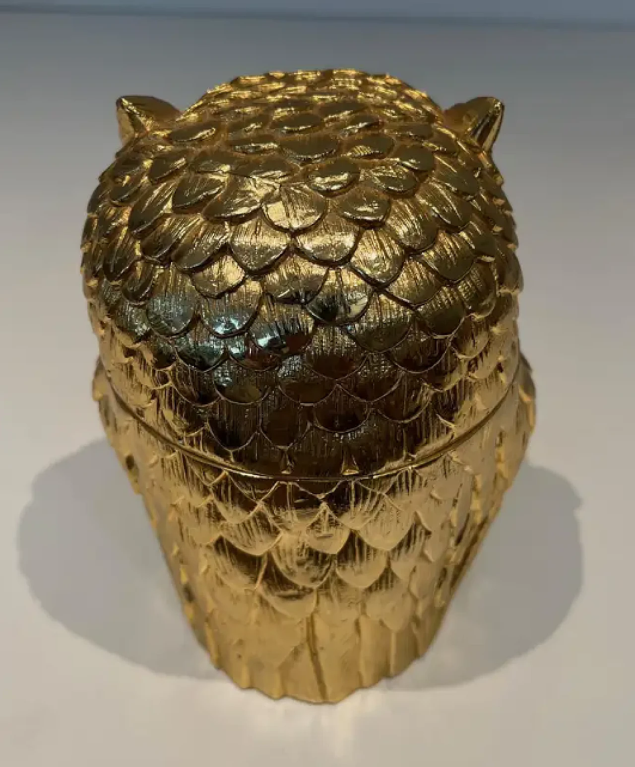 Ice bucket with gilded metal owl, 1970s 7