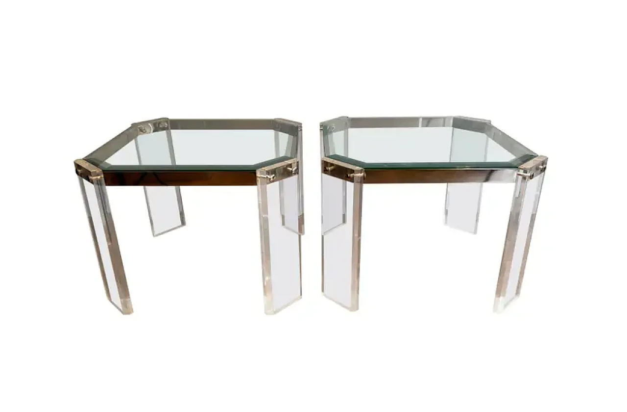 Pair of Lucite and chrome coffee tables by Maison Jansen, 1970s 1