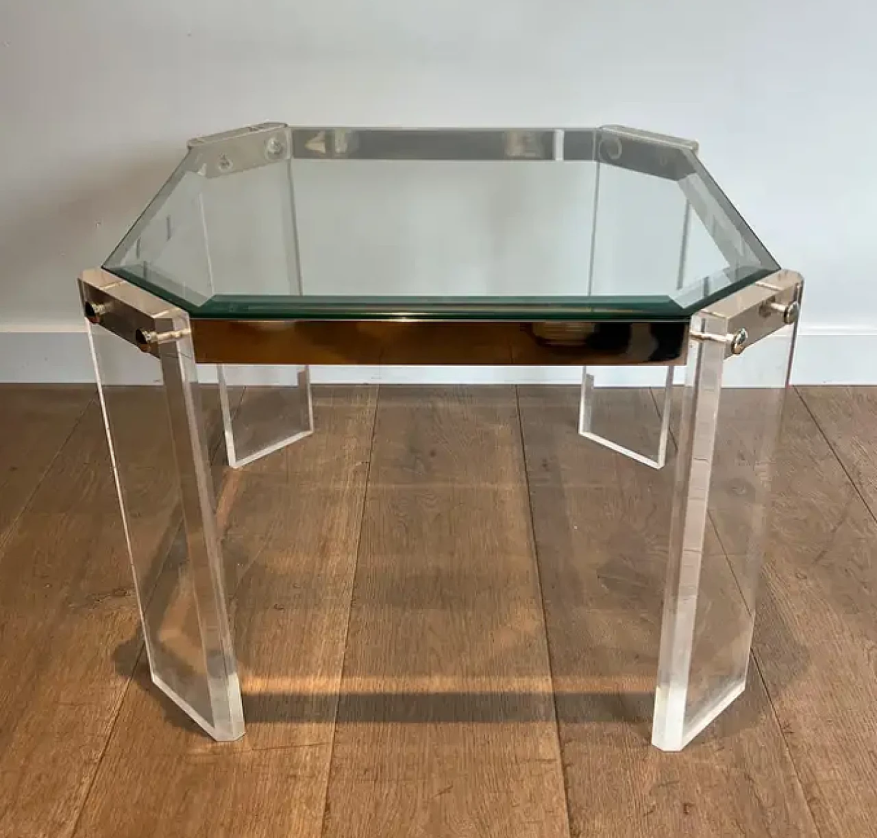 Pair of Lucite and chrome coffee tables by Maison Jansen, 1970s 3