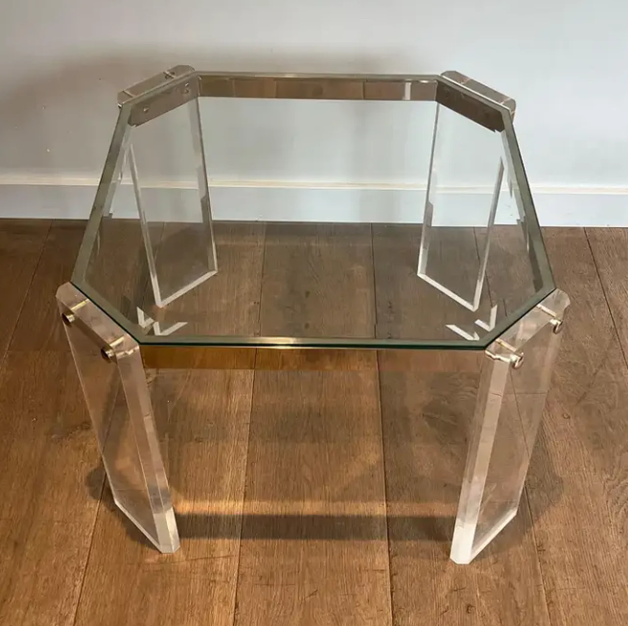 Pair of Lucite and chrome coffee tables by Maison Jansen, 1970s 4