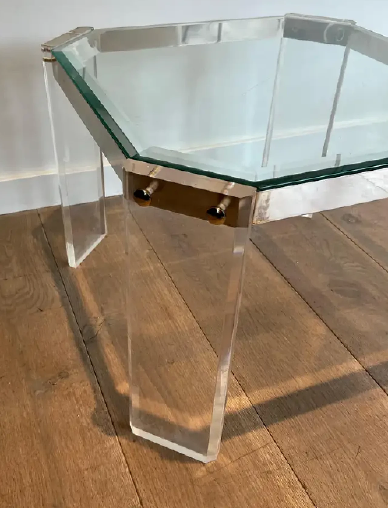 Pair of Lucite and chrome coffee tables by Maison Jansen, 1970s 5