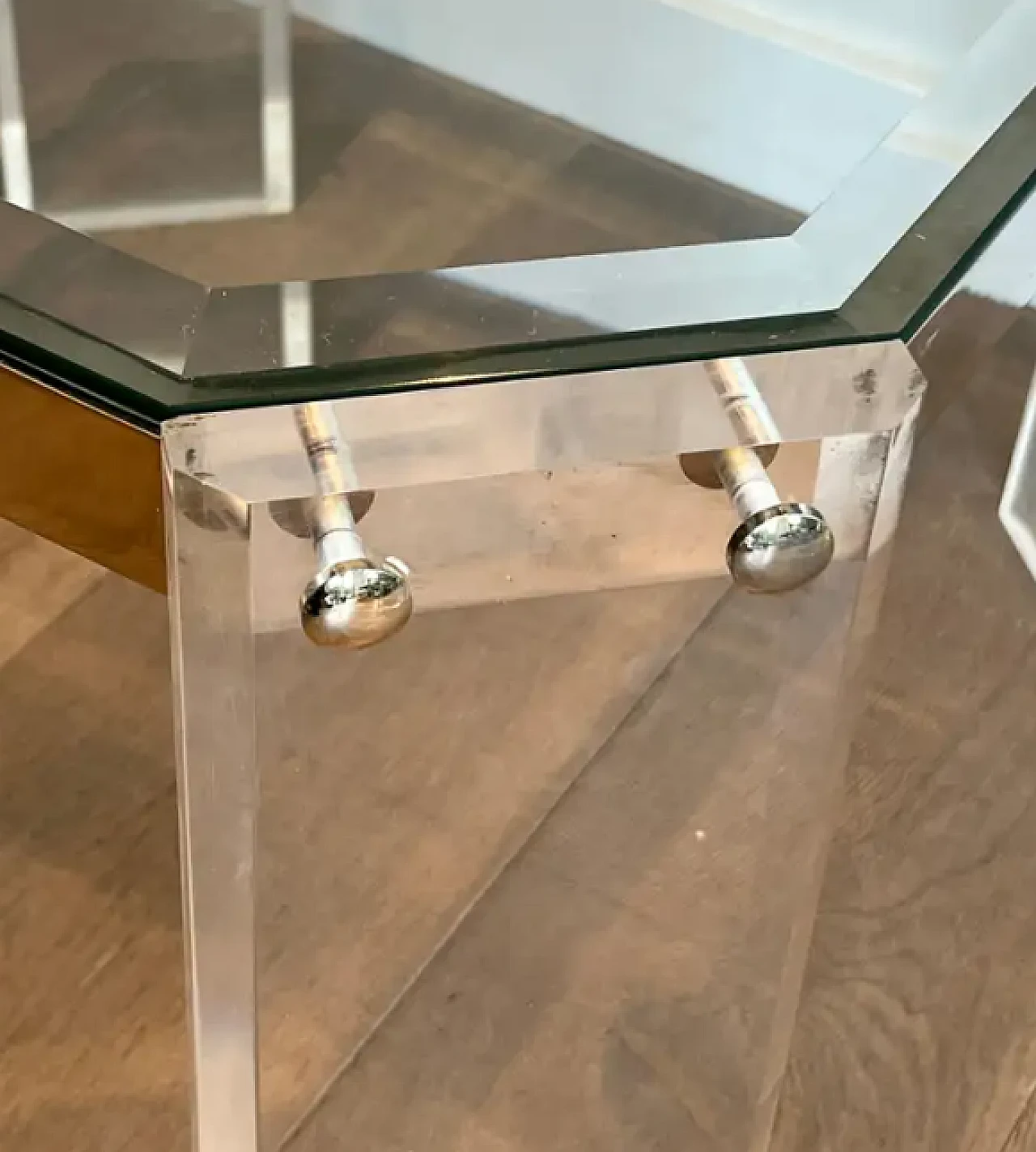 Pair of Lucite and chrome coffee tables by Maison Jansen, 1970s 9