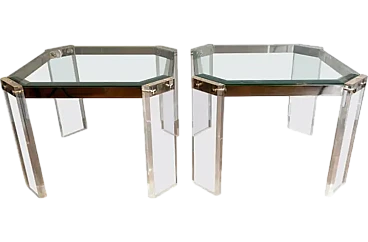 Pair of Lucite and chrome coffee tables by Maison Jansen, 1970s