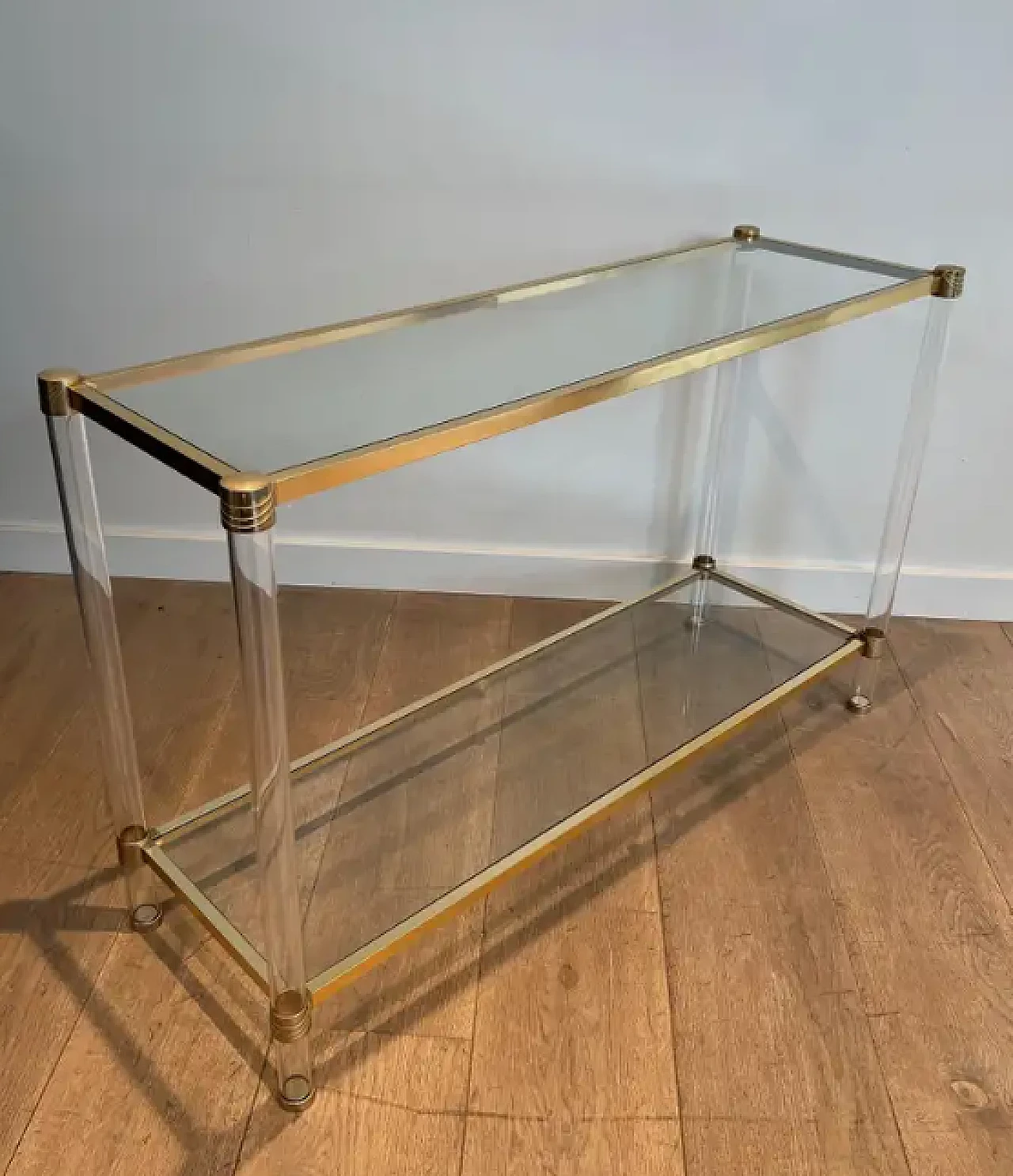 Lucite and gilt metal console, 1970s 2