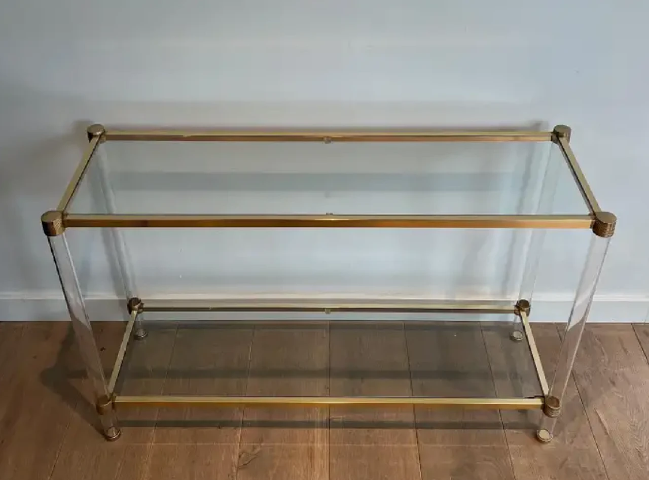 Lucite and gilt metal console, 1970s 3