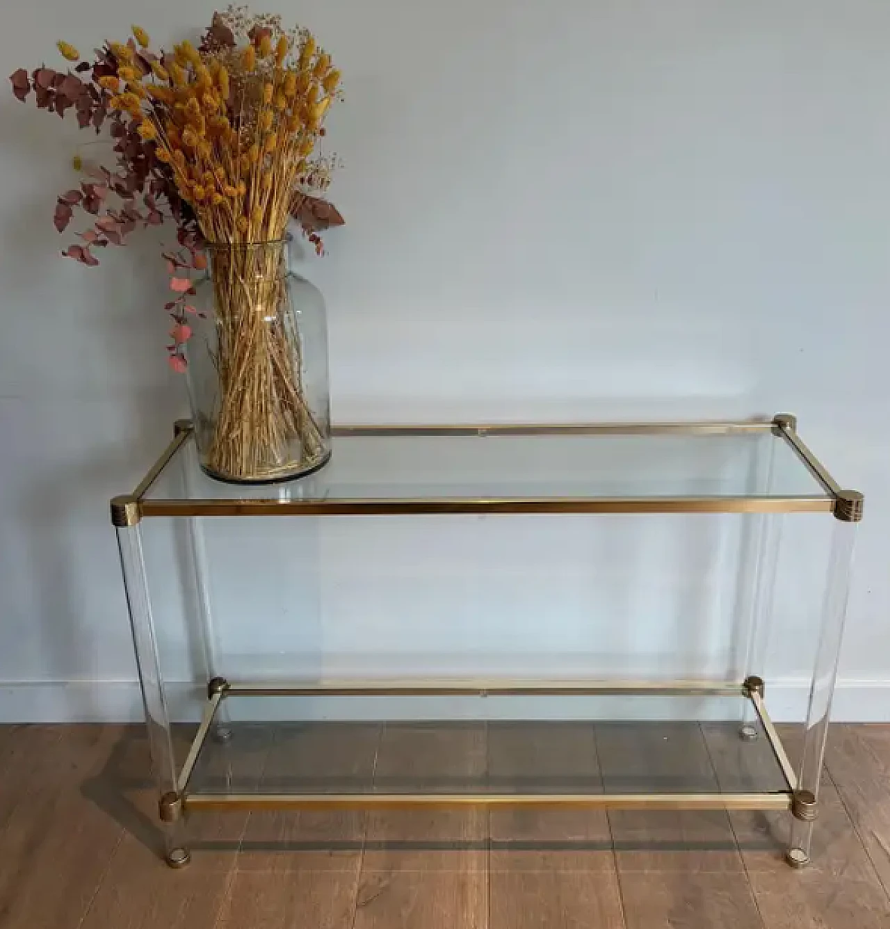 Lucite and gilt metal console, 1970s 10