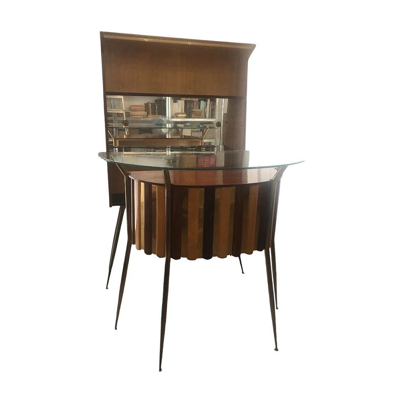 Bar corner cabinet with semi round counter, 1950s 1