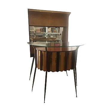 Bar corner cabinet with semi round counter, 1950s