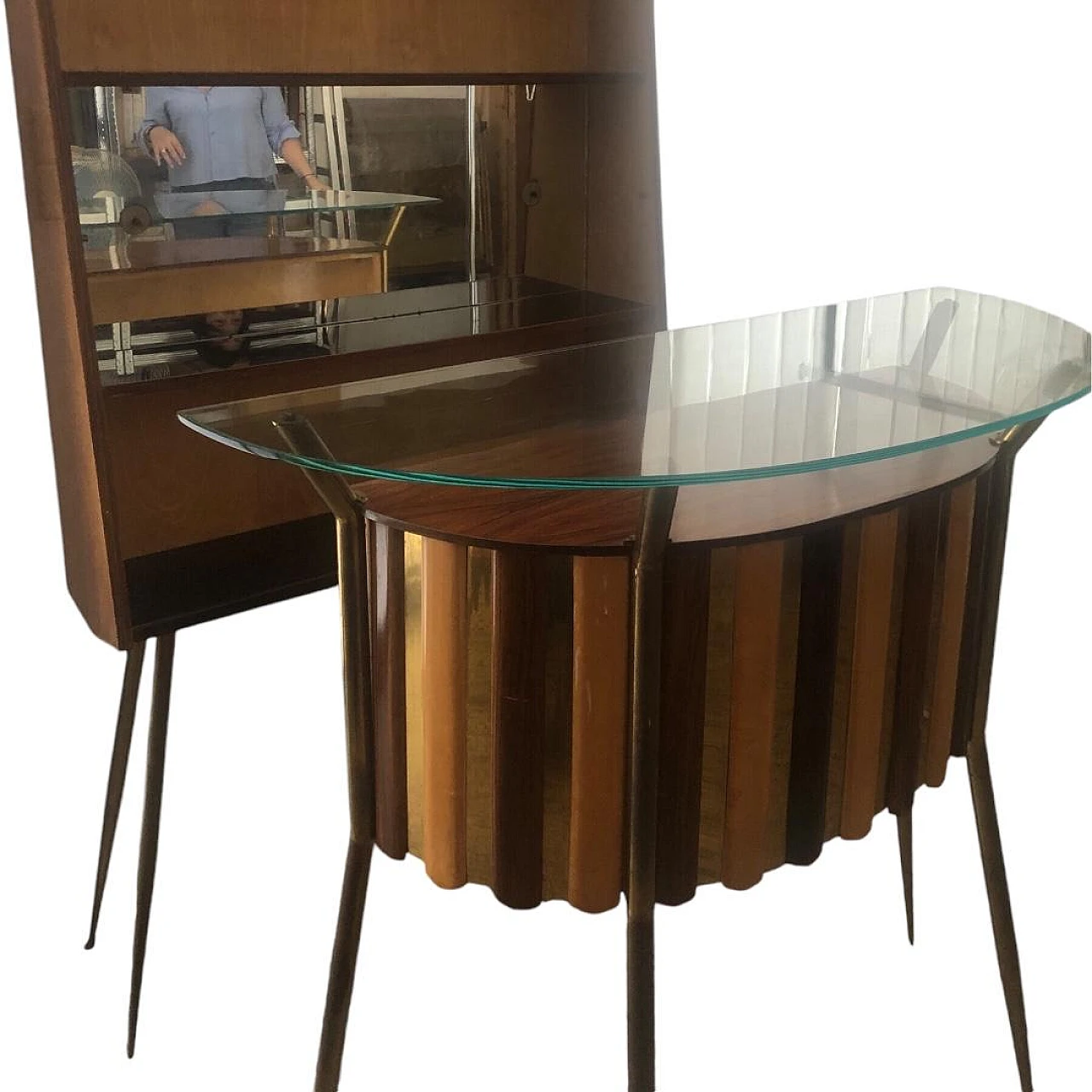 Bar corner cabinet with semi round counter, 1950s 2