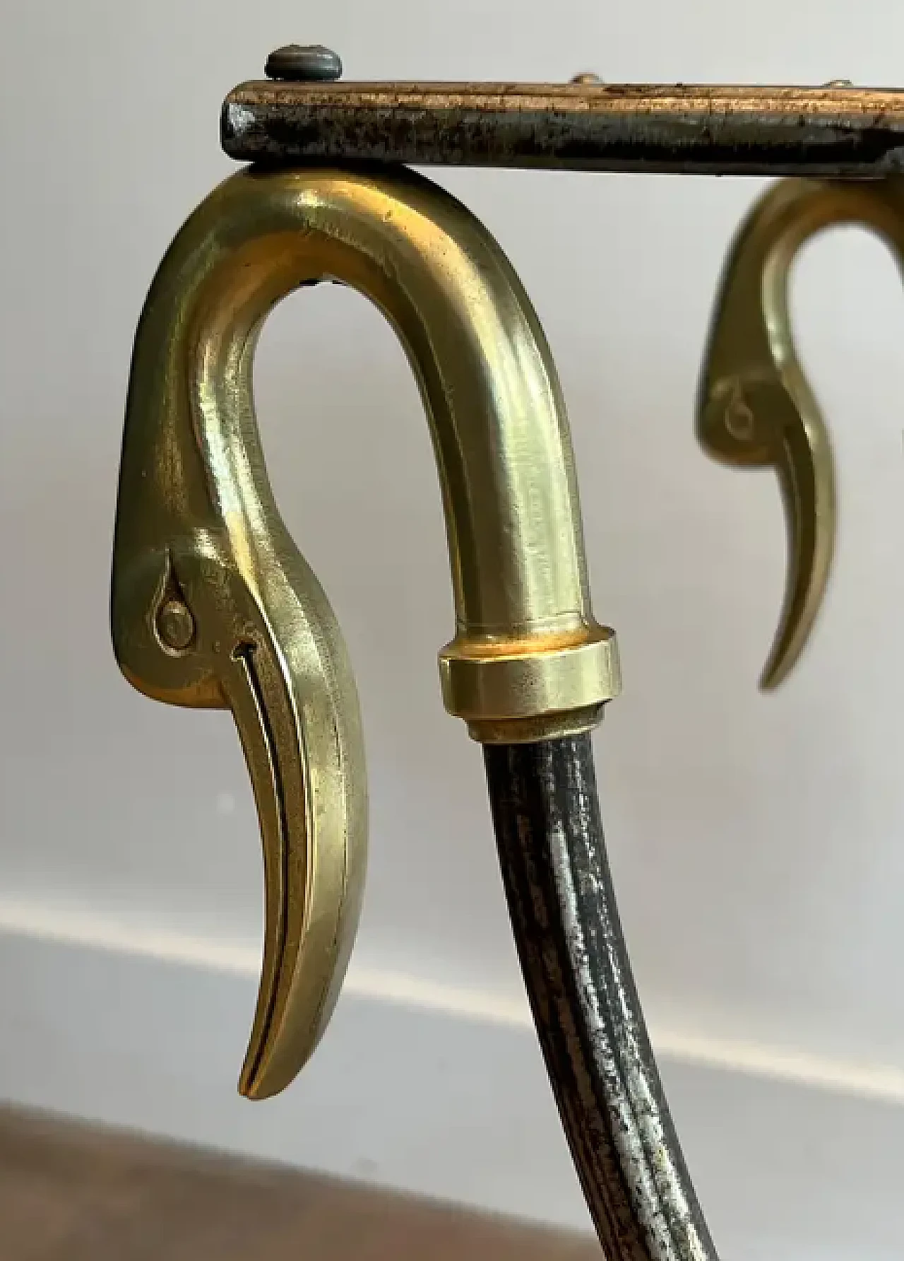 Curule steel and brass stool, 1940s 11