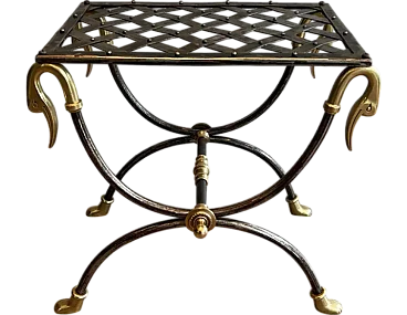 Curule steel and brass stool, 1940s