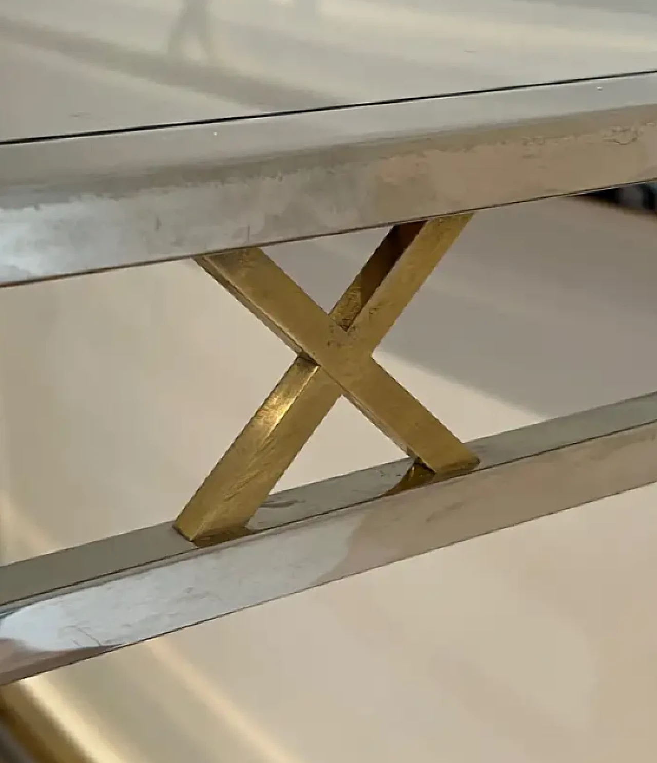 Neoclassical style chrome and brass desk, 1970s 8