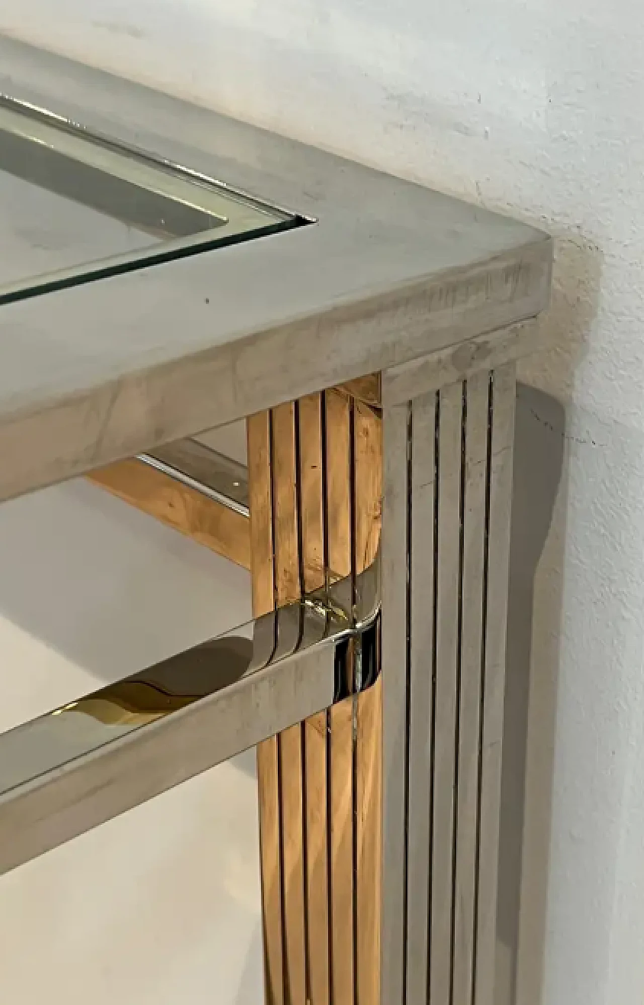 Neoclassical style chrome and brass desk, 1970s 9