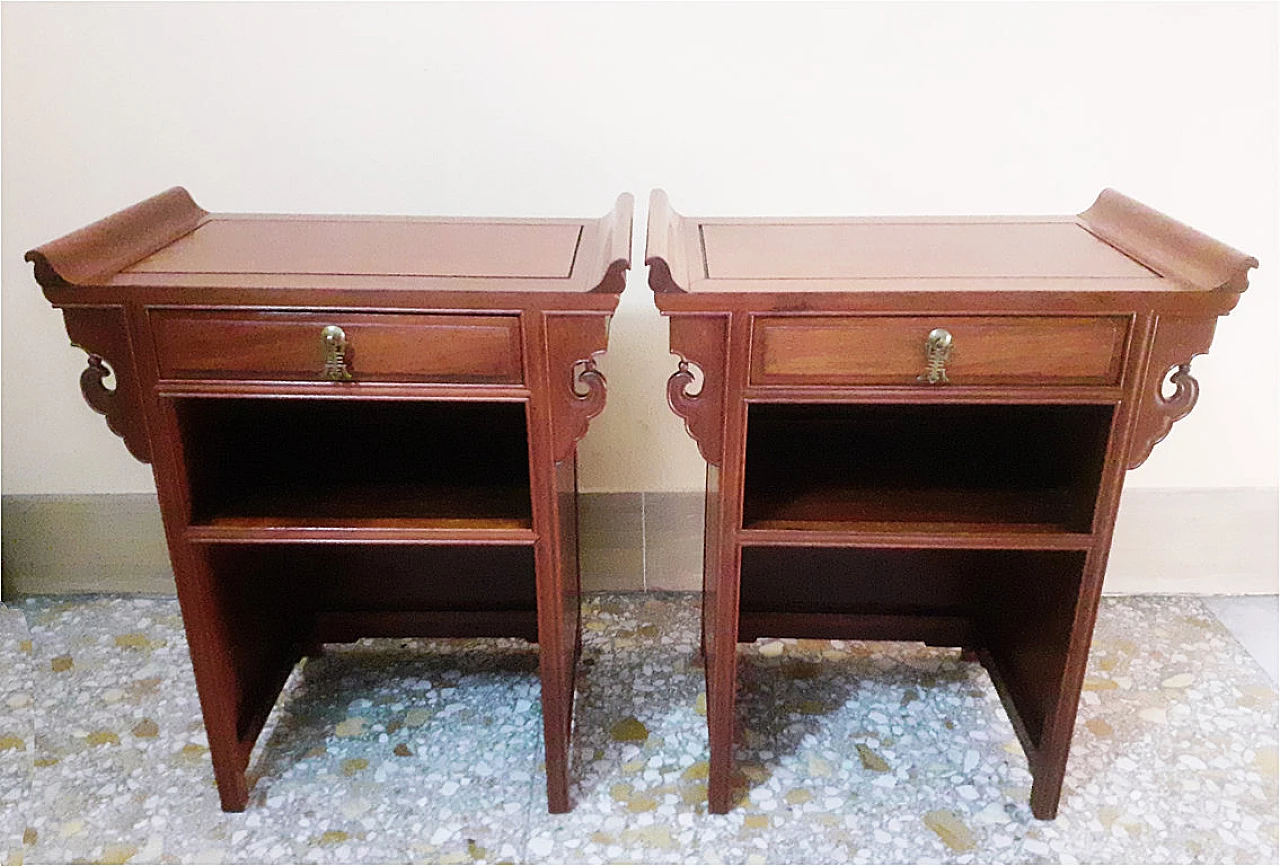 Pair of Chinese bedside tables in Hualiwood Rosewood, 20th century 1