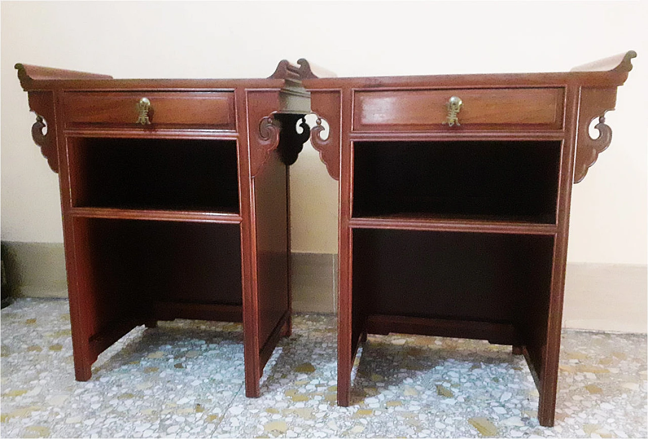 Pair of Chinese bedside tables in Hualiwood Rosewood, 20th century 2