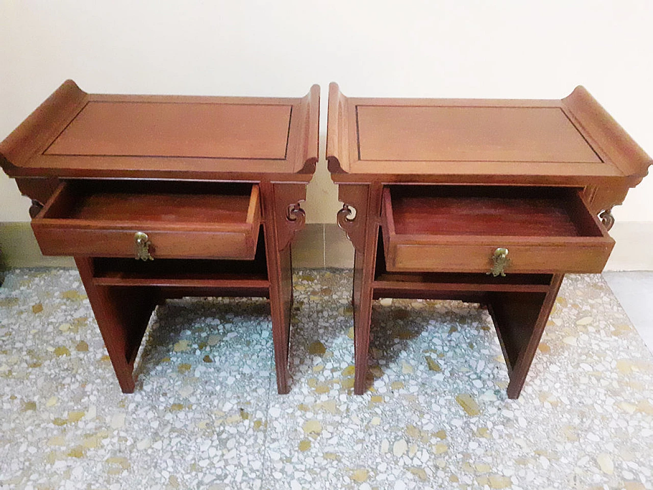 Pair of Chinese bedside tables in Hualiwood Rosewood, 20th century 3