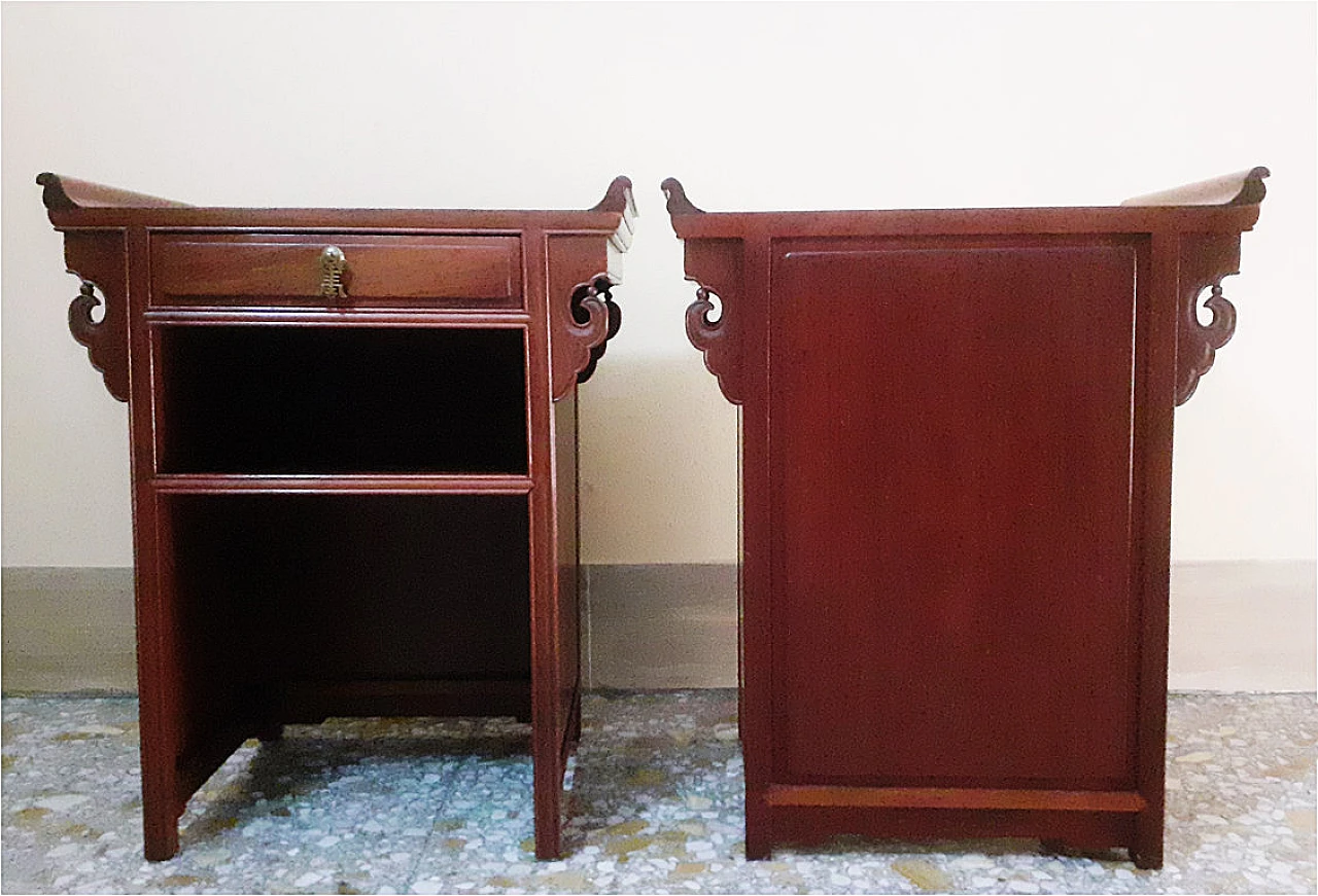 Pair of Chinese bedside tables in Hualiwood Rosewood, 20th century 5