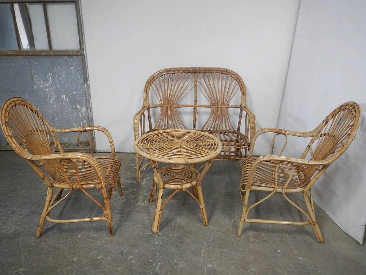 Set da giardino in rattan 1970 10