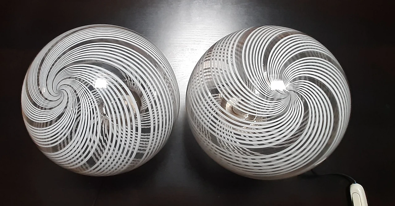 Pair of lampshades Murano Swirl, 70s 5