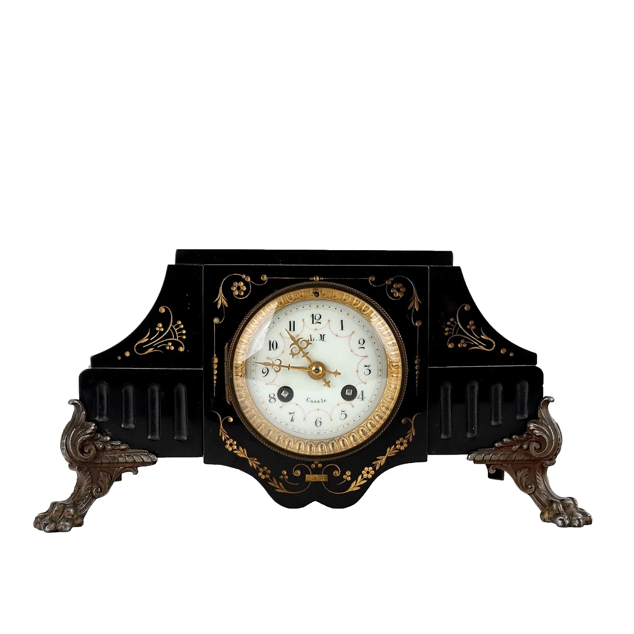 Table clock black marble L. M. Casale, 19th century 1